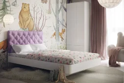Кровать с мягкой спинкой Милана, фиолетовый