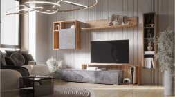 Секция открытая Даллас, Цемент темный/дуб вотан